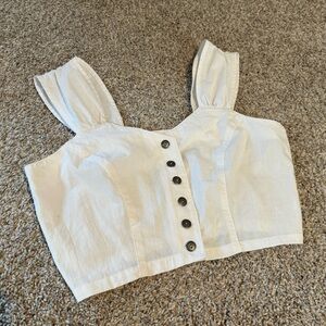 Vintage Gitano - Cropped White Tank w Button - M